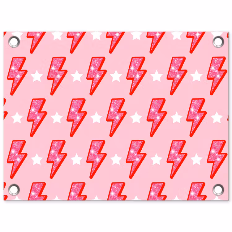 Tuinposter - Patroon - Bliksem - Ster - Glitter - Roze — 1