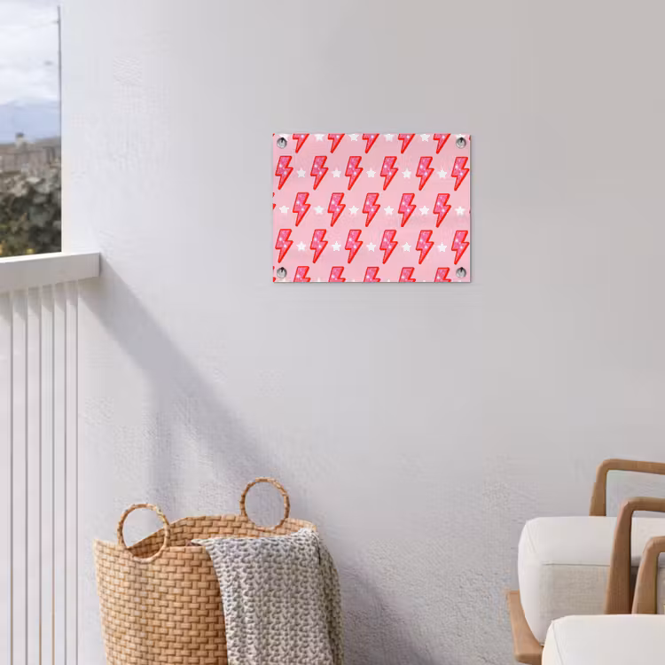 Tuinposter - Patroon - Bliksem - Ster - Glitter - Roze — 3