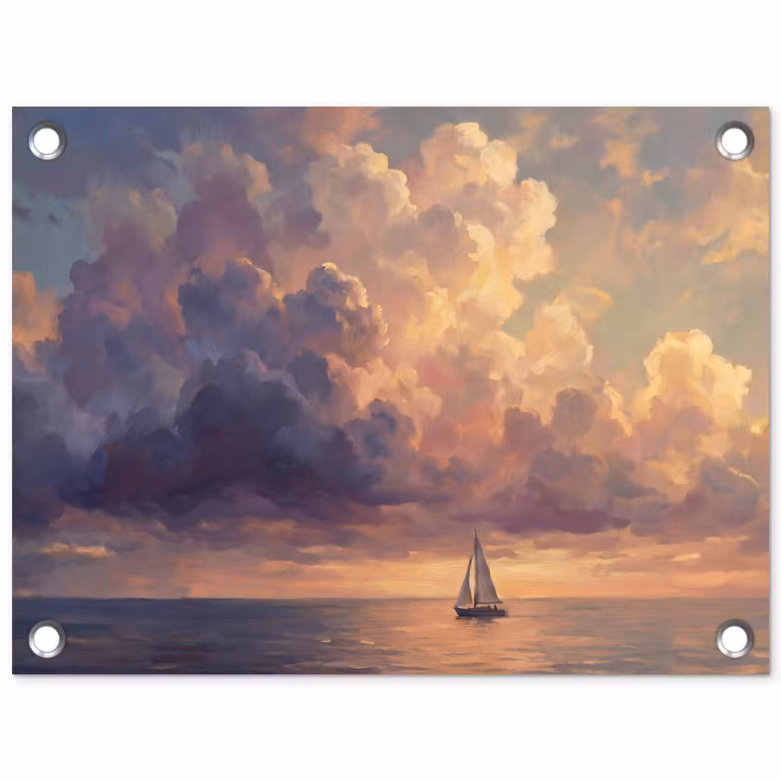 Tuinposter - Boot - Zonsondergang - Zee - Natuur - Goud — 1