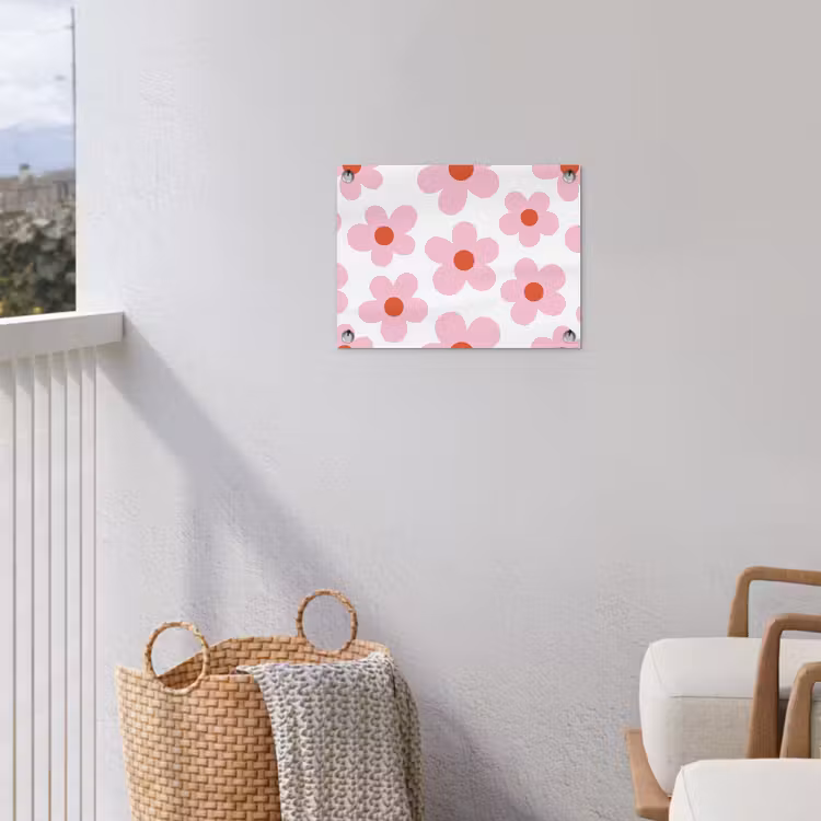 Tuinposter - Bloemen - Patroon - Modern - Roze - Wit — 3