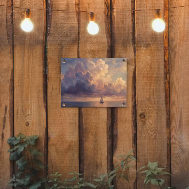 Tuinposter - Boot - Zonsondergang - Zee - Natuur - Goud — 2