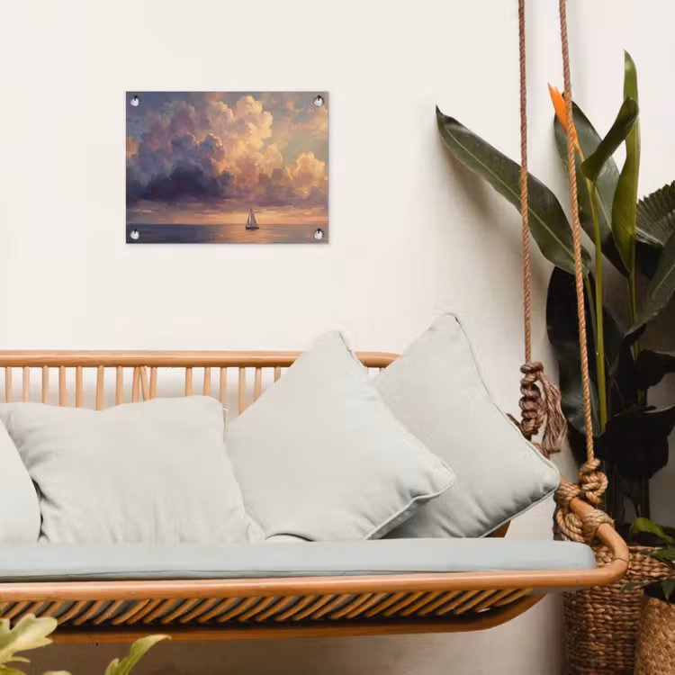 Tuinposter - Boot - Zonsondergang - Zee - Natuur - Goud — 5