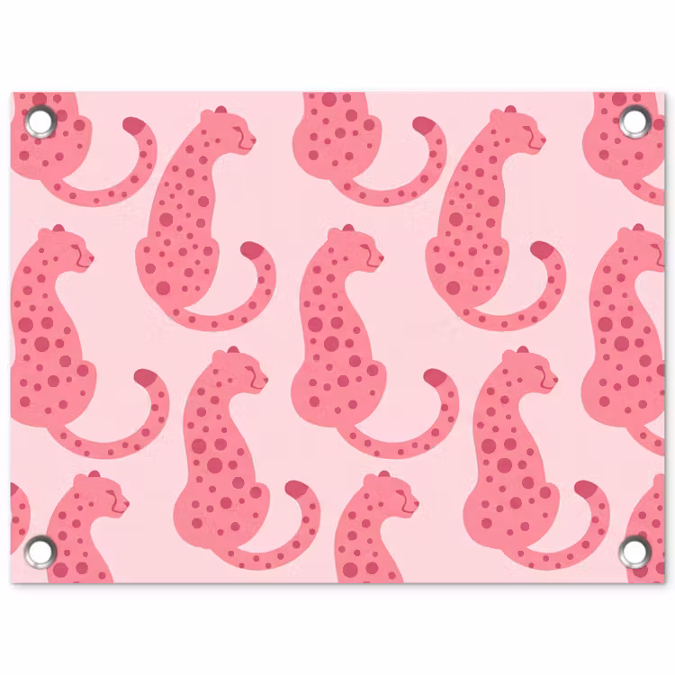 Tuinposter - Kat - Gevlekt - Dieren - Patroon - Roze — 1