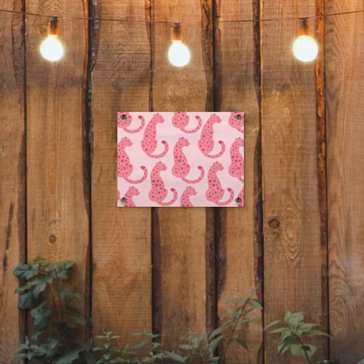 Tuinposter - Kat - Gevlekt - Dieren - Patroon - Roze — 2