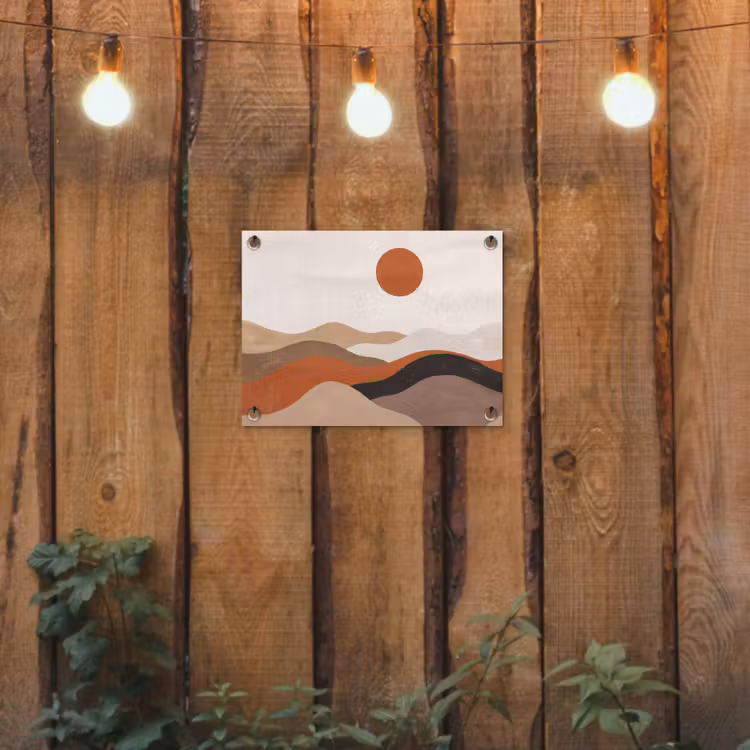Tuinposter - Landschap - Heuvels - Zon - Abstract - Oranje — 2