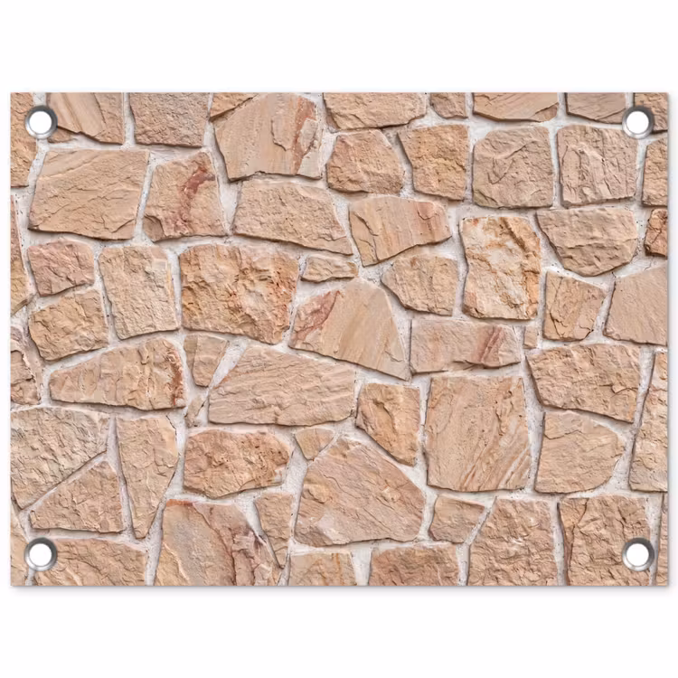 Tuinposter - Muur - Steen - Patroon - Rustiek - Beige — 1