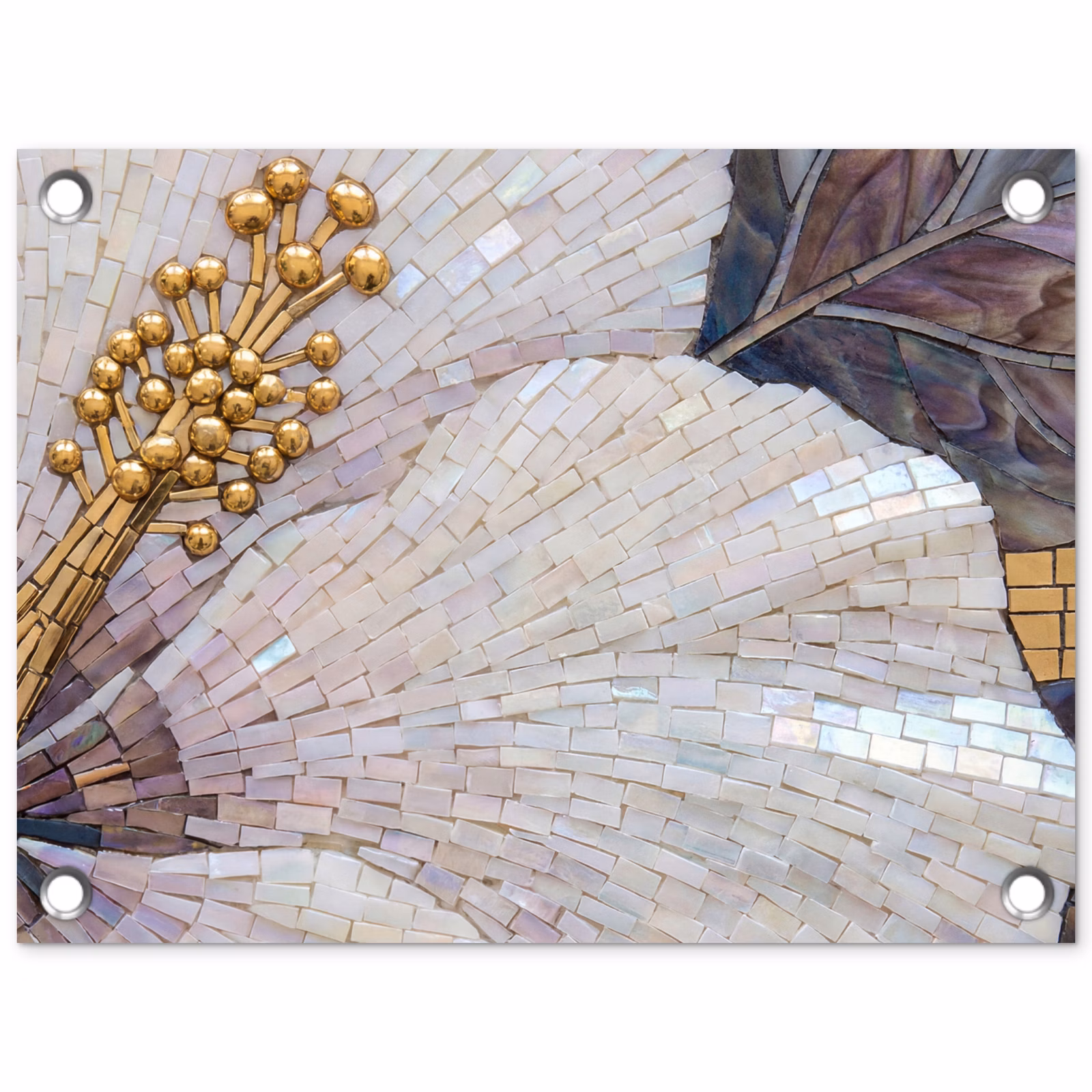 Tuinposter - Bloemen - Mozaïek - Kunst - Modern - Goud — 1