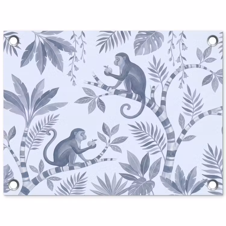 Tuinposter - Aap - Boom - Bladeren - Jungle - Illustratie — 1