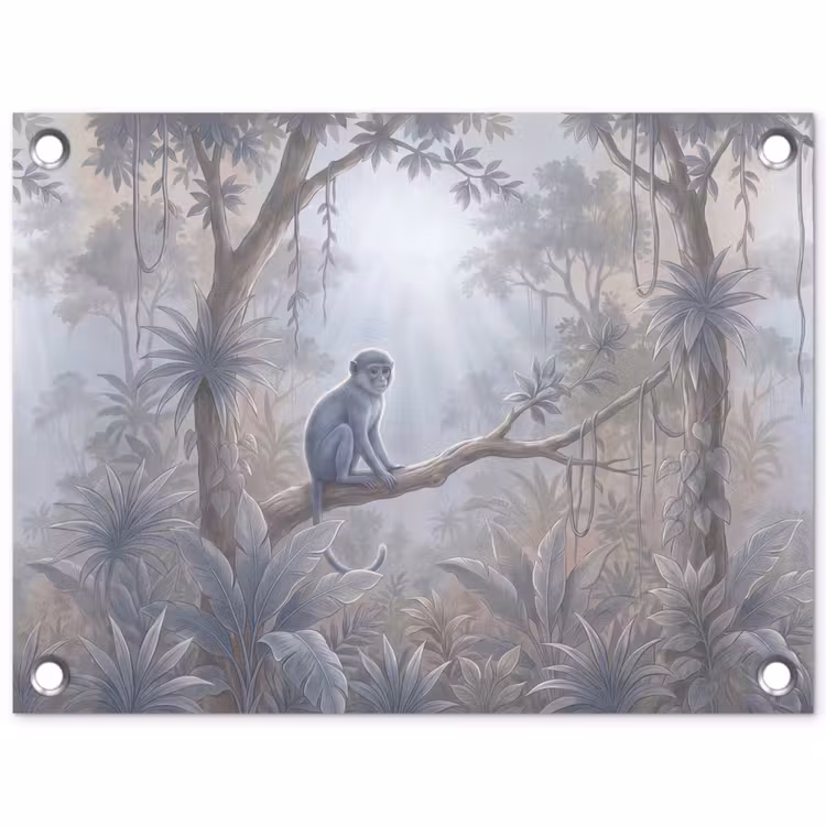 Tuinposter - Aap - Boom - Jungle - Natuur - Grijs — 1