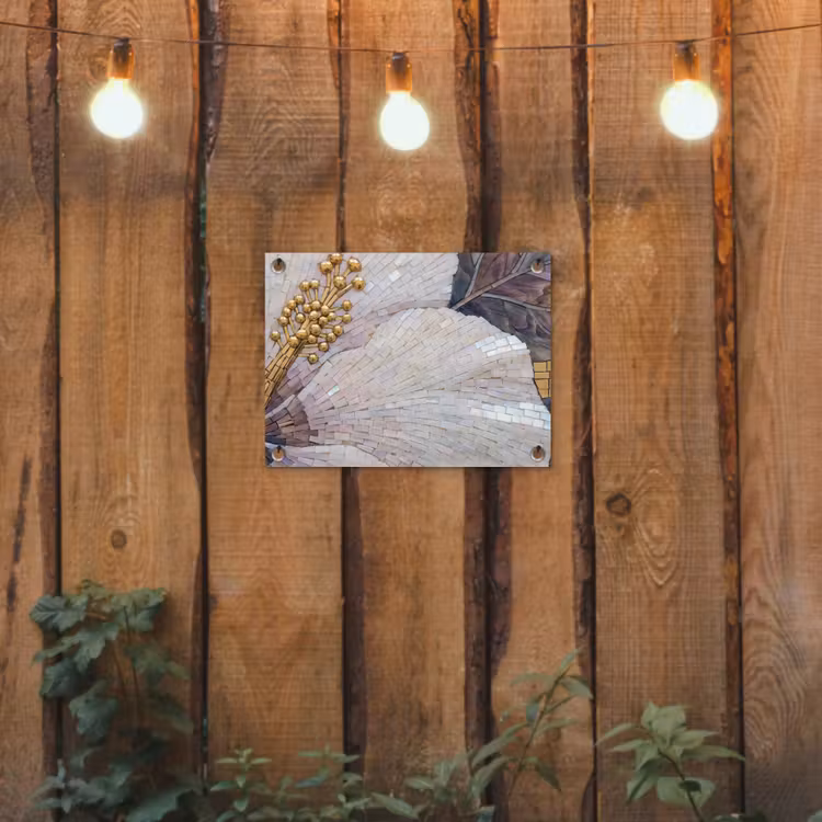 Tuinposter - Bloemen - Mozaïek - Kunst - Modern - Goud — 2
