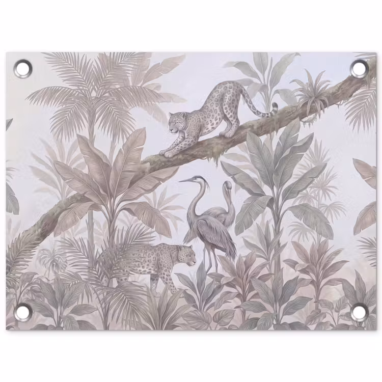 Tuinposter - Kat - Vogel - Jungle - Illustratie - Dieren — 1