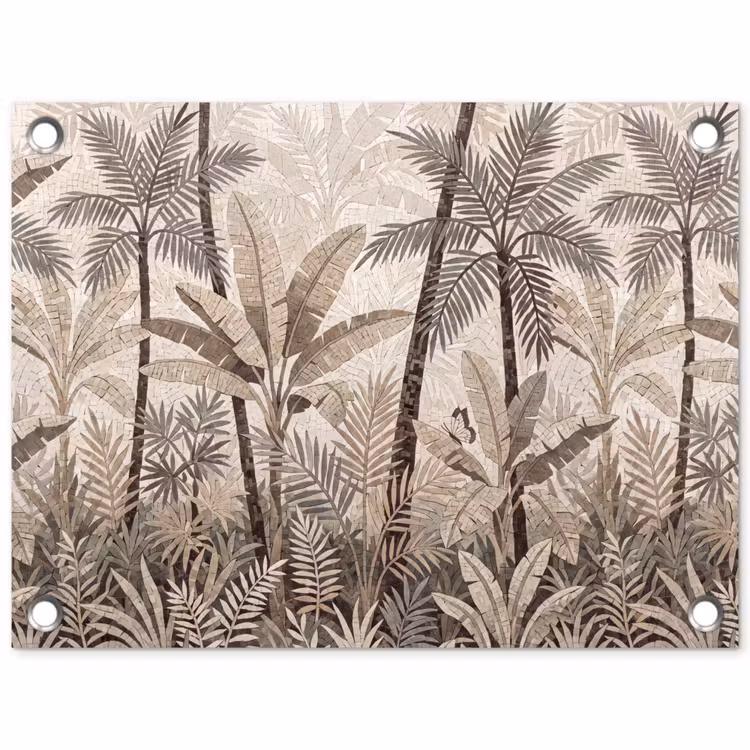 Tuinposter - Natuur - Bladeren - Landschap - Mozaïek - Beige — 1