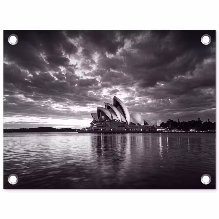 Tuinposter - Architectuur - Water - Stad - Modern - Zwart-wit — 1