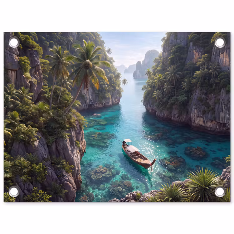 Tuinposter - Eiland - Tropisch - Water - Palmbomen - Natuur — 1