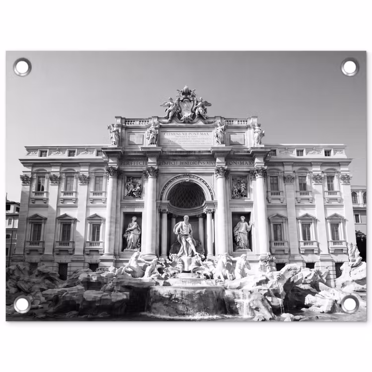 Tuinposter - Fontein - Beelden - Architectuur - Zwart-wit — 1