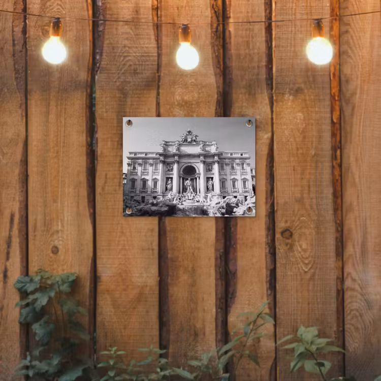 Tuinposter - Fontein - Beelden - Architectuur - Zwart-wit — 2