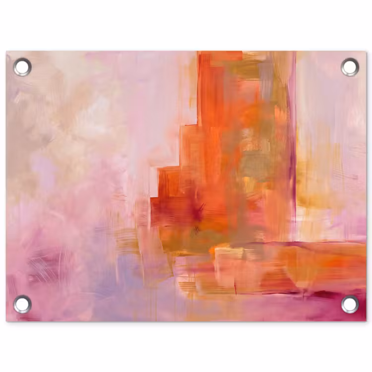 Tuinposter - Abstract - Borstelstreken - Kunst - Paars - Goud — 1