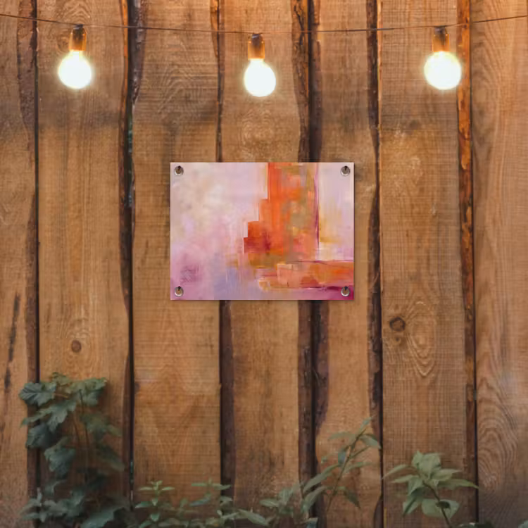 Tuinposter - Abstract - Borstelstreken - Kunst - Paars - Goud — 2