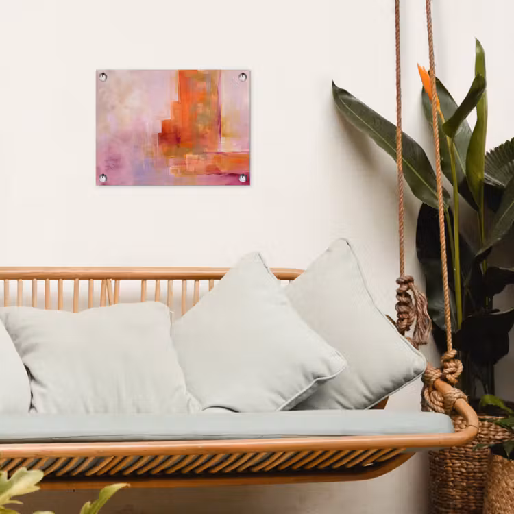 Tuinposter - Abstract - Borstelstreken - Kunst - Paars - Goud — 5