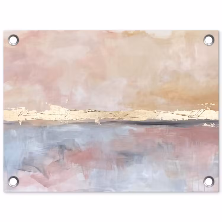 Tuinposter - Abstract - Horizontaal - Kunst - Roze - Goud — 1