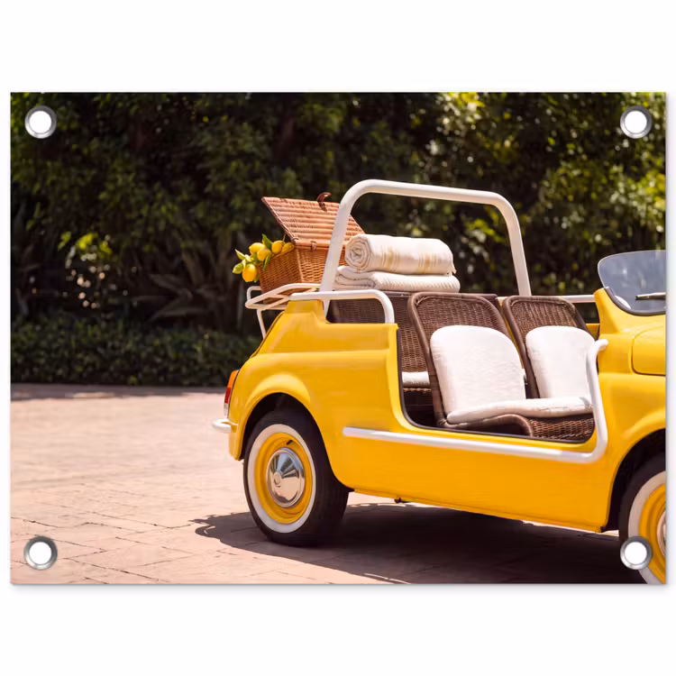 Tuinposter - Auto - Picknick - Zomer - Geel — 1