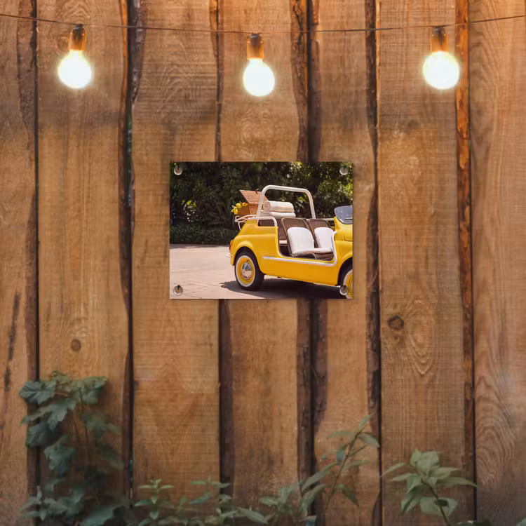 Tuinposter - Auto - Picknick - Zomer - Geel — 2