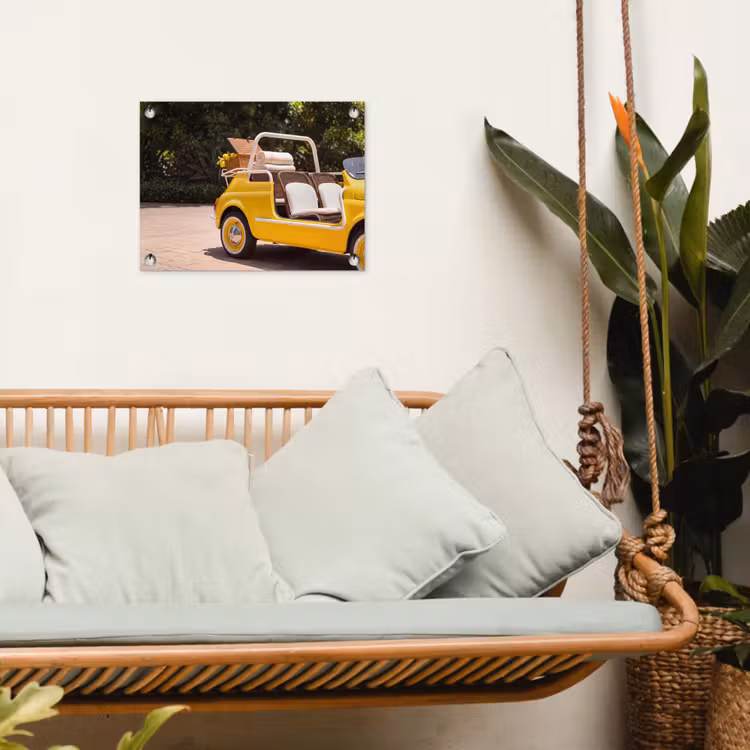 Tuinposter - Auto - Picknick - Zomer - Geel — 5
