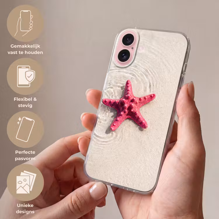 Telefoonhoesje - Zeeleven - Zeester - Strand - Roze - Water — 4