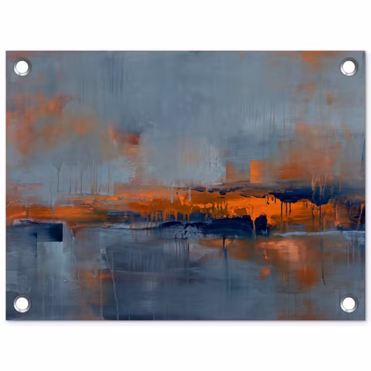 Tuinposter - Abstract - Kleuren - Modern - Oranje - Grijs — 1