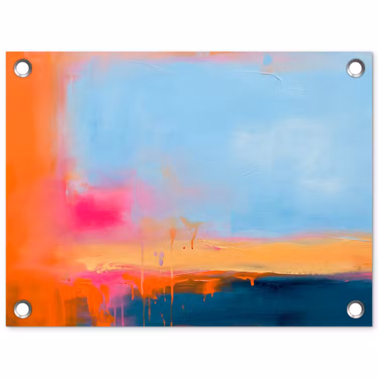 Tuinposter - Abstract - Kleurvlakken - Modern - Oranje - Blauw — 1