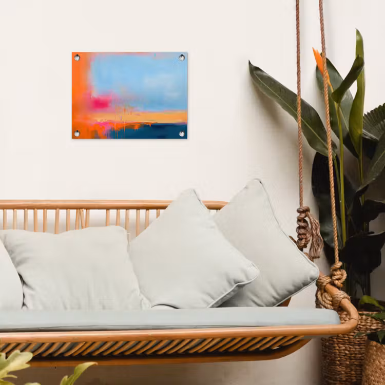 Tuinposter - Abstract - Kleurvlakken - Modern - Oranje - Blauw — 5