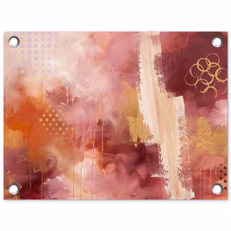 Tuinposter - Abstract - Rood - Goud - Modern - Kunst — 1