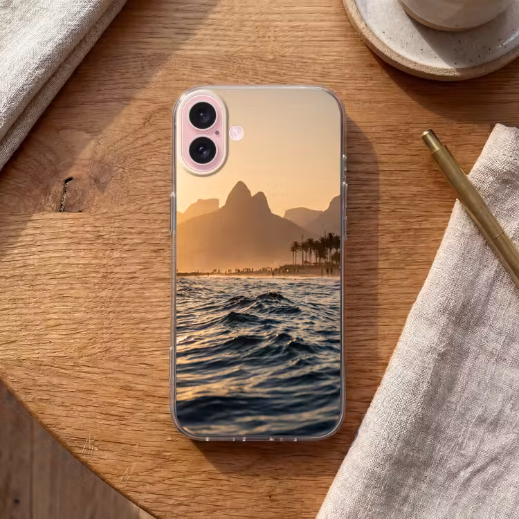 Telefoonhoesje - Zee - Golven - Zonsondergang - Kust - Goud — 2