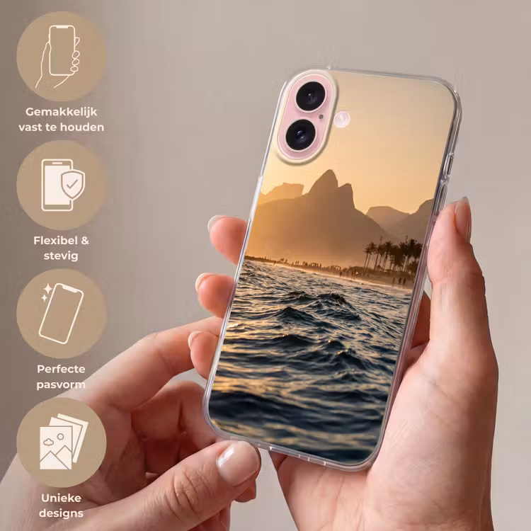 Telefoonhoesje - Zee - Golven - Zonsondergang - Kust - Goud — 4