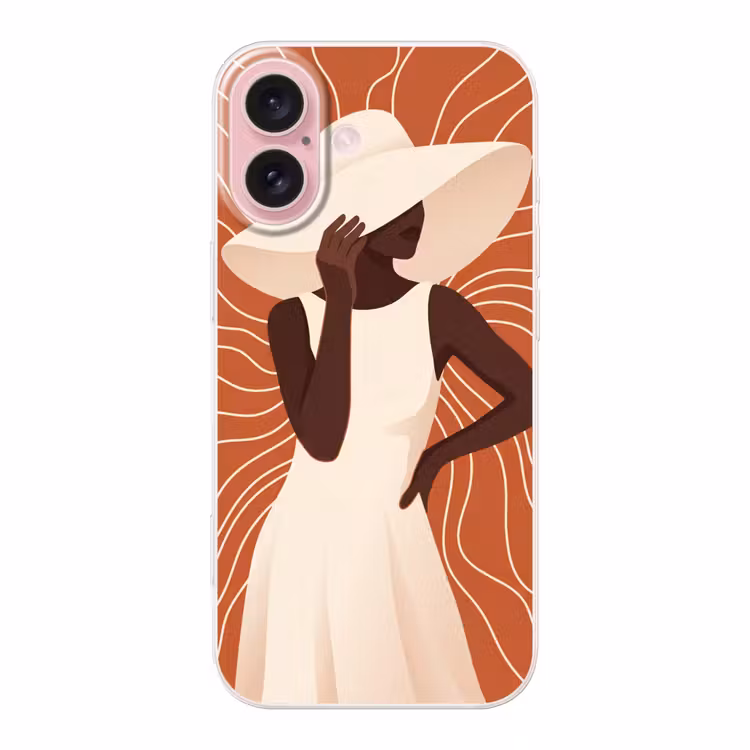 Telefoonhoesje - Vrouw - Hoed - Portret - Modern - Beige — 1