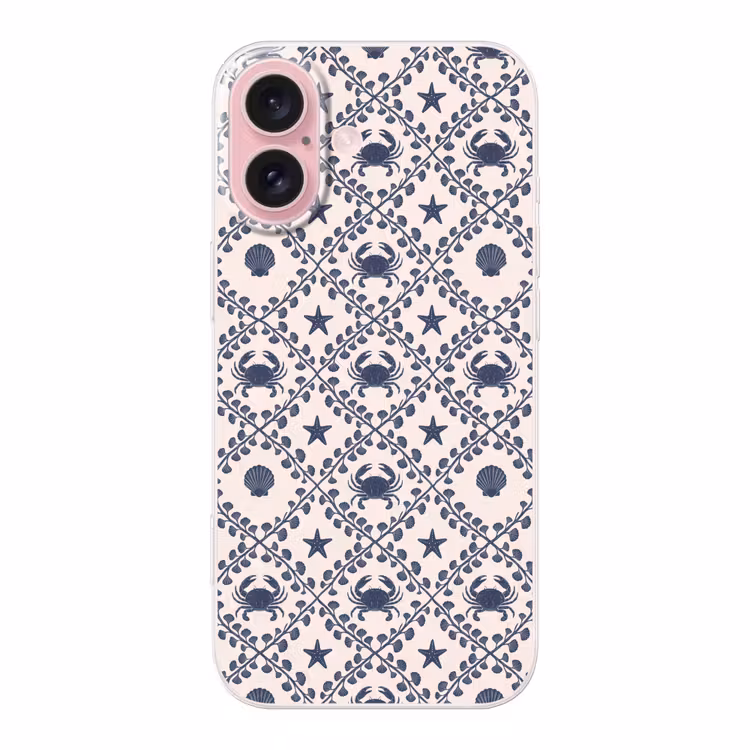 Telefoonhoesje - Zee - Krab - Zeester - Patroon - Blauw — 1