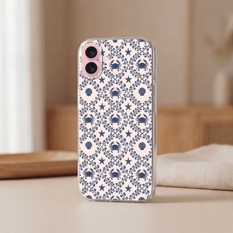 Telefoonhoesje - Zee - Krab - Zeester - Patroon - Blauw — 3