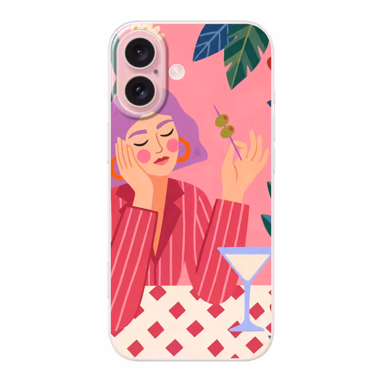 Telefoonhoesje - Vrouw - Cocktail - Bloemen - Modern - Roze — 1