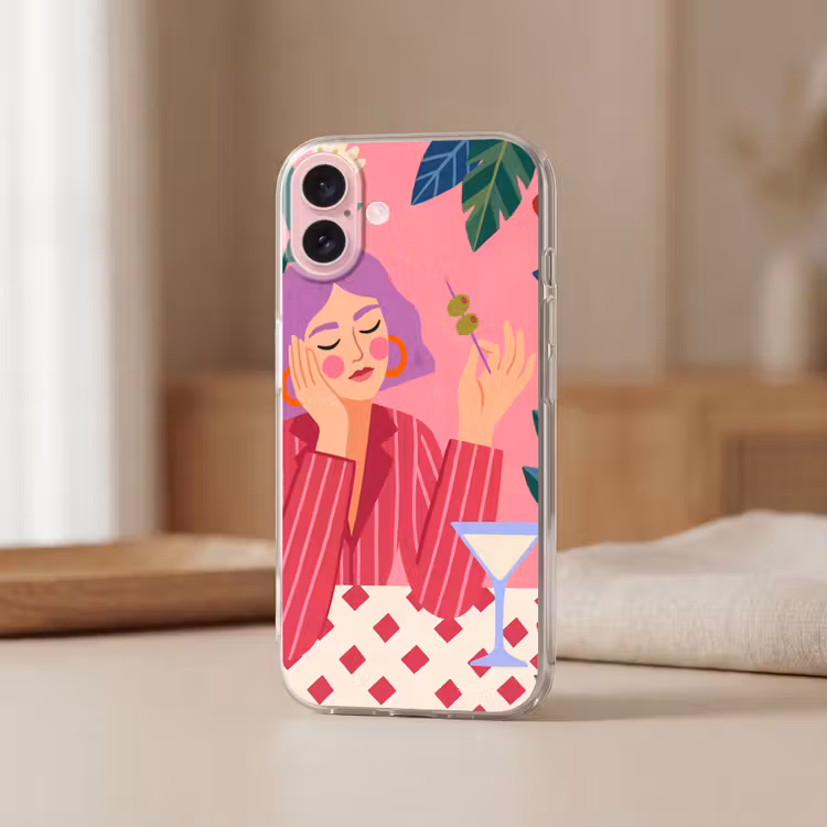 Telefoonhoesje - Vrouw - Cocktail - Bloemen - Modern - Roze — 3