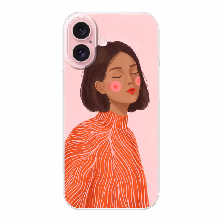 Telefoonhoesje - Vrouw - Portret - Modern - Kunst - Roze — 1