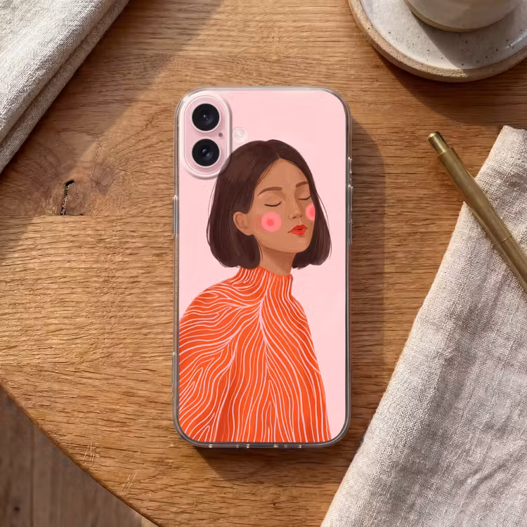 Telefoonhoesje - Vrouw - Portret - Modern - Kunst - Roze — 2