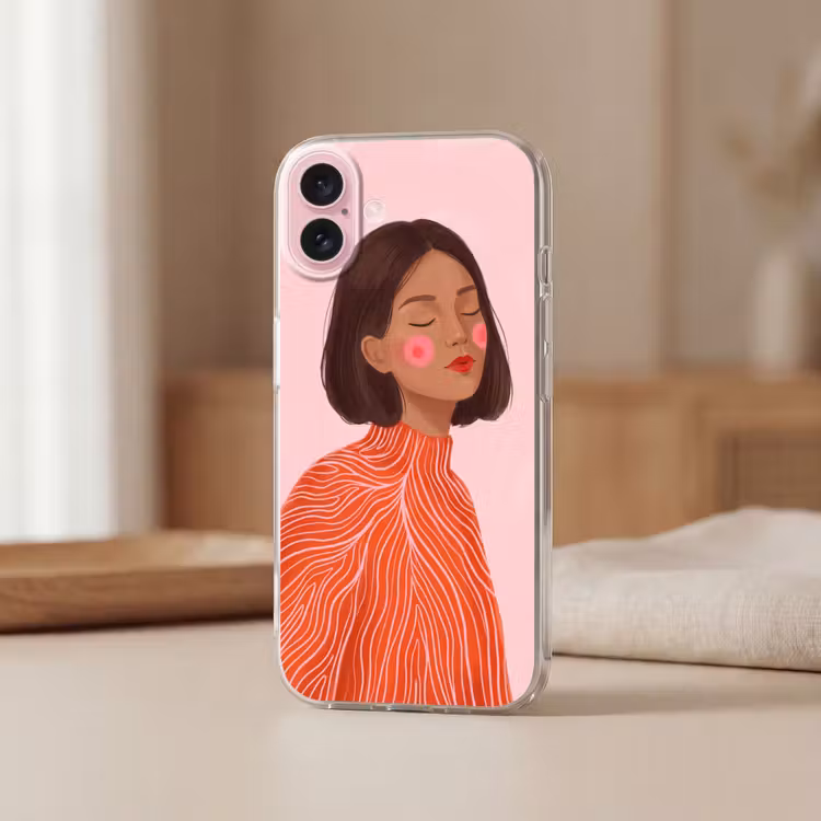 Telefoonhoesje - Vrouw - Portret - Modern - Kunst - Roze — 3