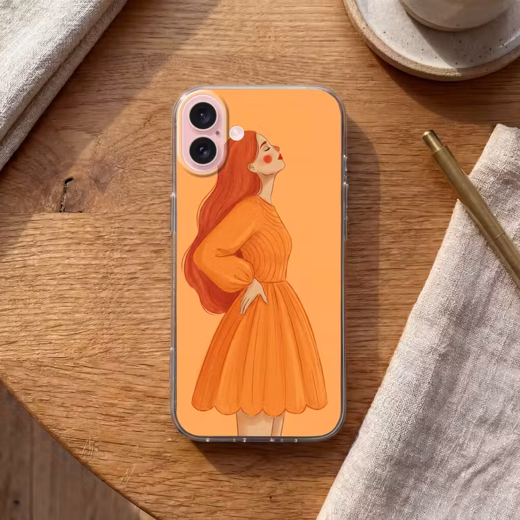 Telefoonhoesje - Vrouw - Profiel - Mensen - Modern - Oranje — 2
