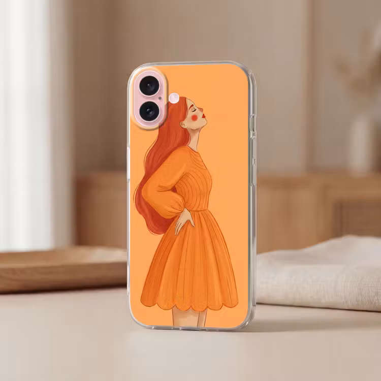Telefoonhoesje - Vrouw - Profiel - Mensen - Modern - Oranje — 3