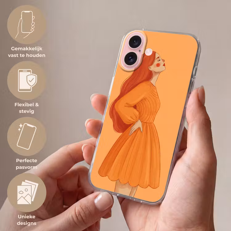 Telefoonhoesje - Vrouw - Profiel - Mensen - Modern - Oranje — 4