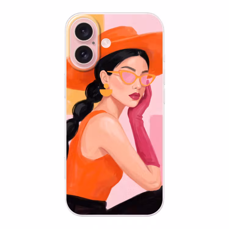 Telefoonhoesje - Vrouw - Hoed - Mode - Modern - Oranje — 1