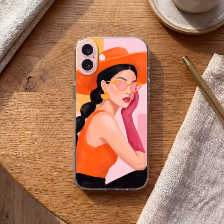 Telefoonhoesje - Vrouw - Hoed - Mode - Modern - Oranje — 2