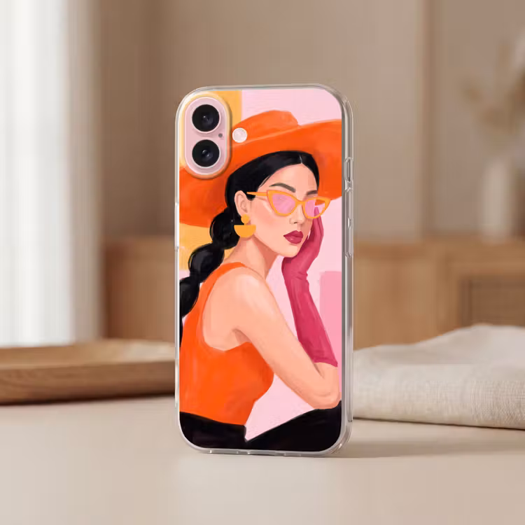 Telefoonhoesje - Vrouw - Hoed - Mode - Modern - Oranje — 3