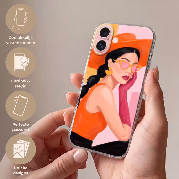 Telefoonhoesje - Vrouw - Hoed - Mode - Modern - Oranje — 4