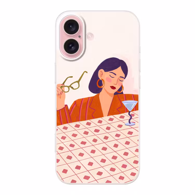 Telefoonhoesje - Vrouw - Bril - Cocktail - Illustratie - Modern — 1